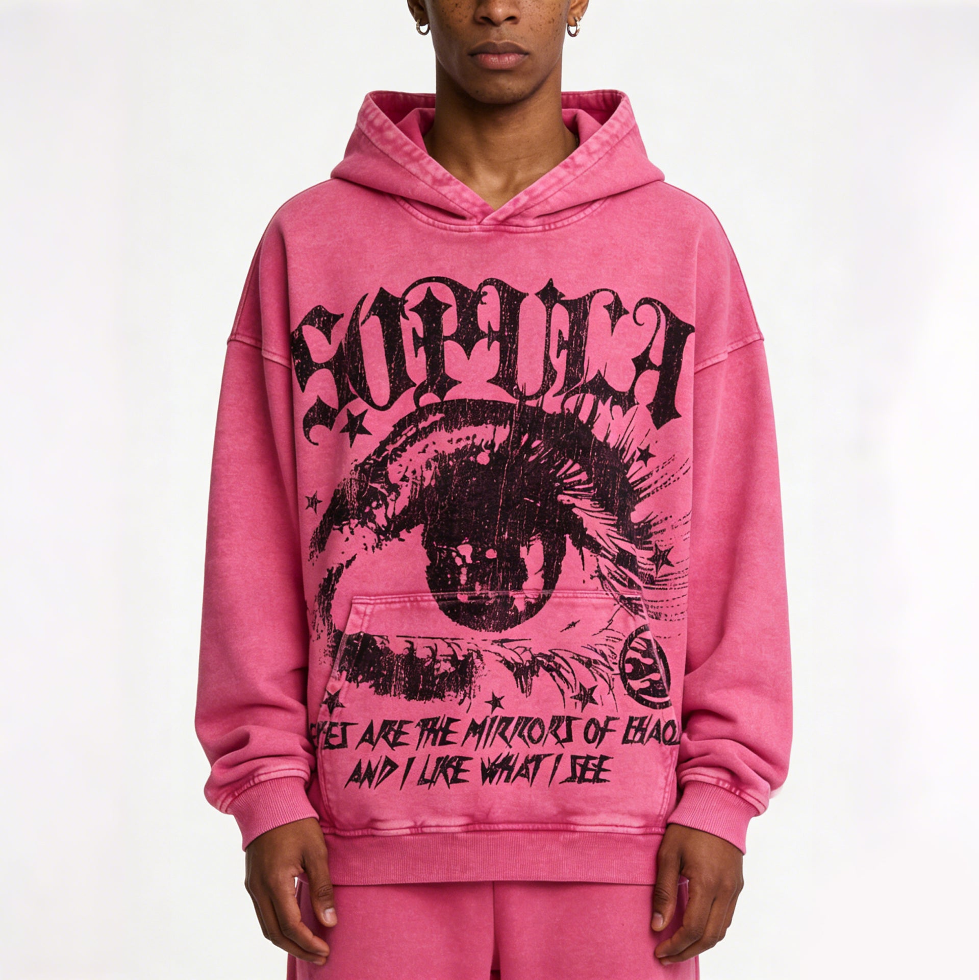 Sopula Star Eyes Graphic Acid Wash Hoodie