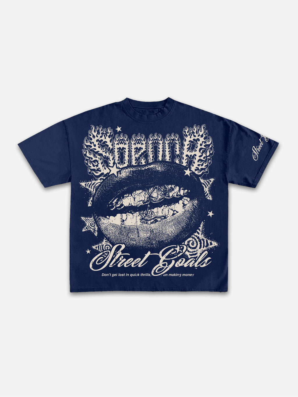 Street Goals Lip Braces Make Vintage Printed Graphic Cotton T-shirt