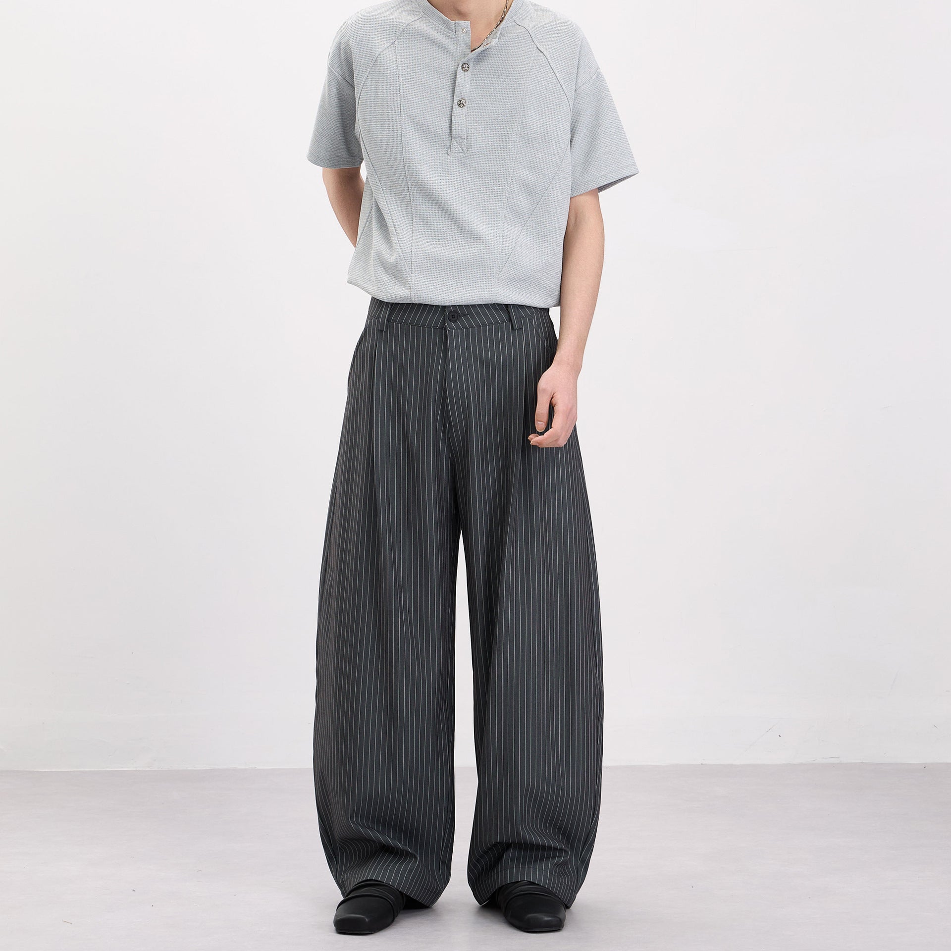 Streetwear Striped Wide-leg Trousers