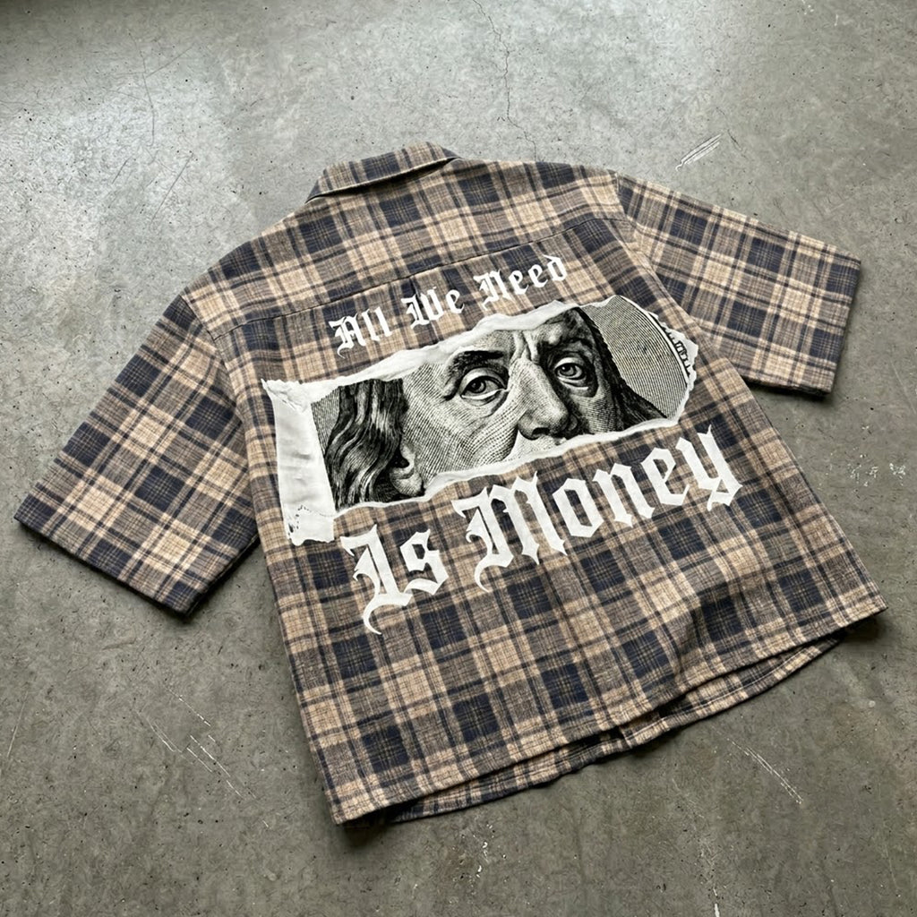 All We Need Is Money Graphic Plaid Jacket Shirt