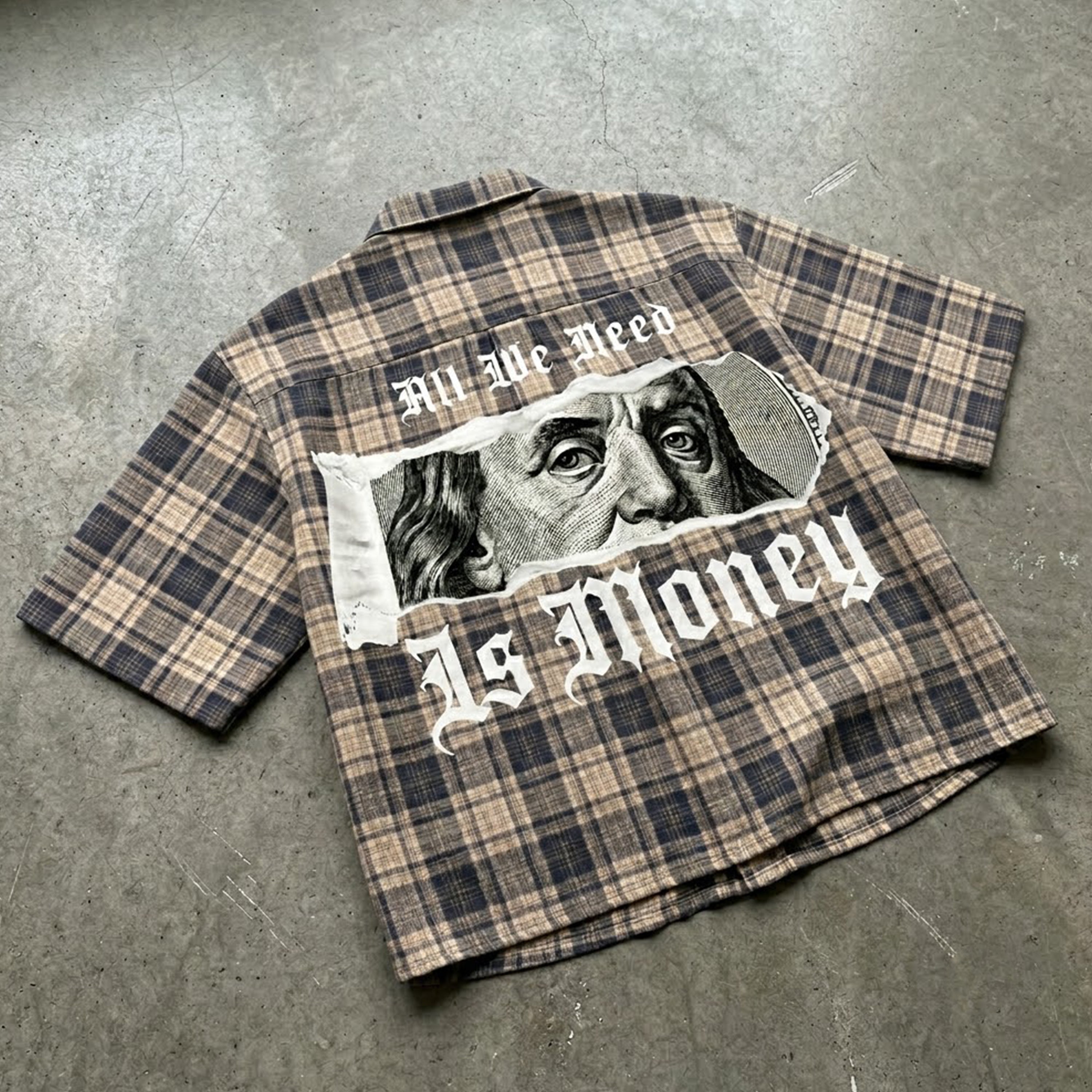 All We Need Is Money Graphic Plaid Jacket Shirt