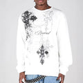 Gothic Cross Loose Waffle Long-sleeve T-shirt