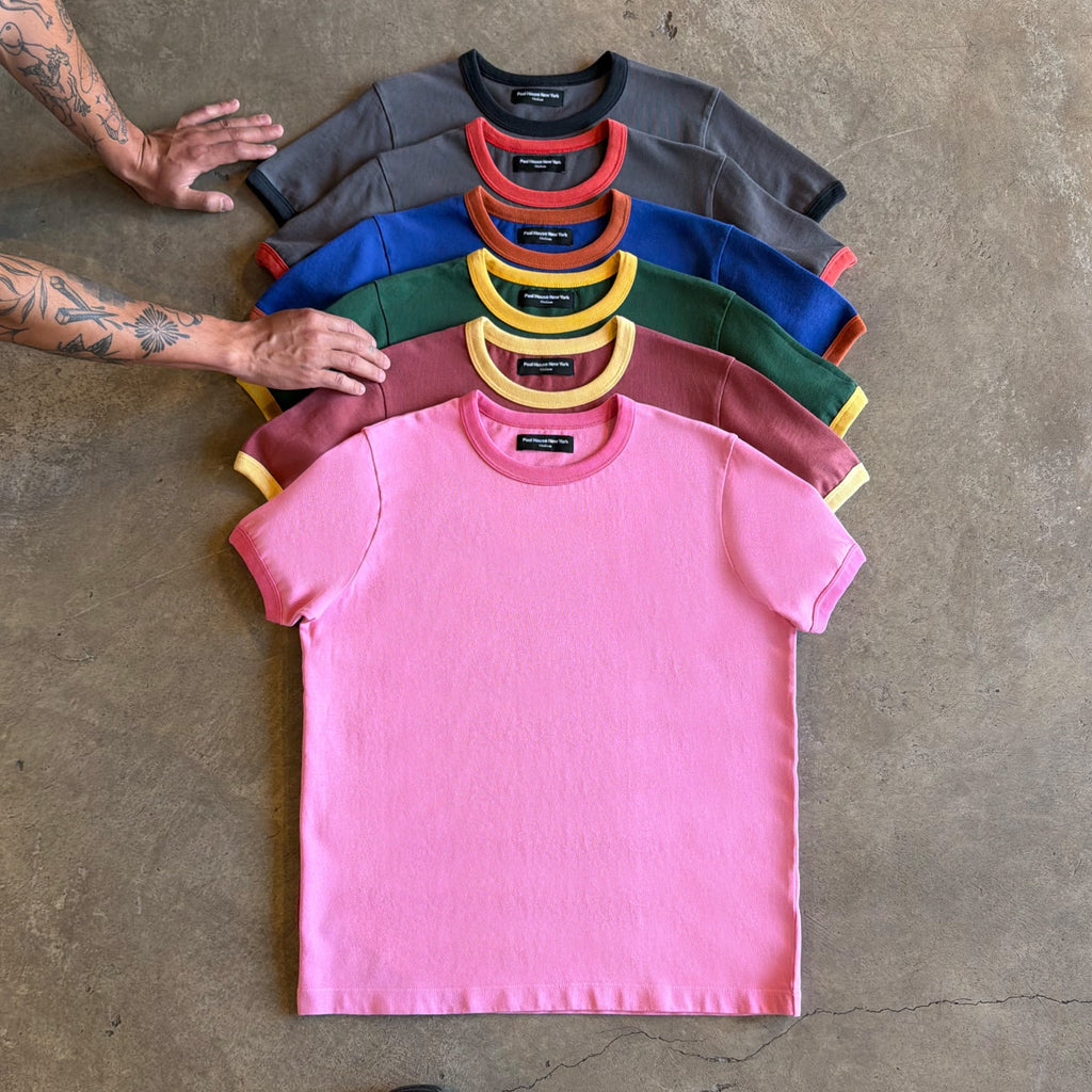 Contrasting Color-blocked Pure Cotton Crew Neck  Tee