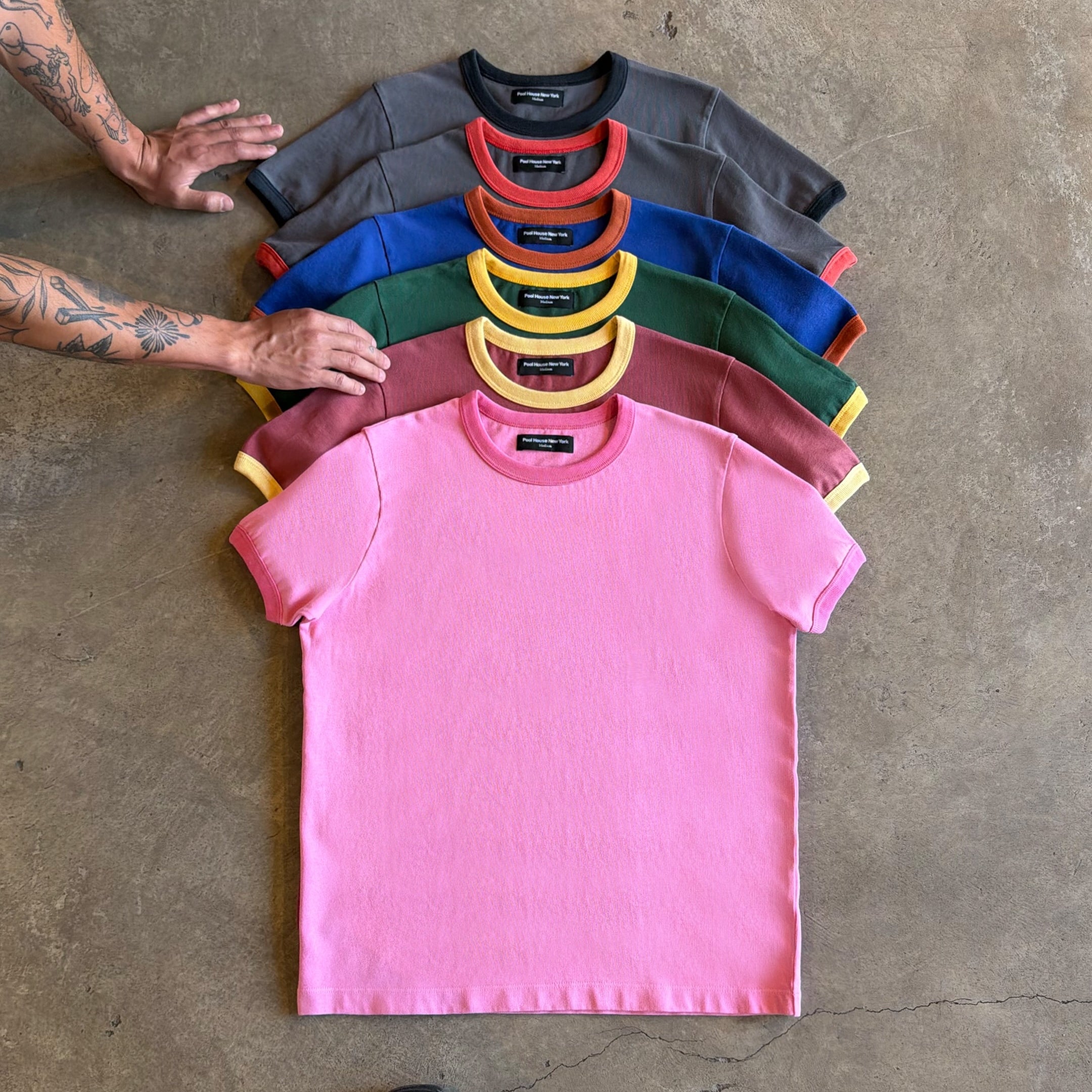 Contrasting Color-blocked Pure Cotton Crew Neck  Tee