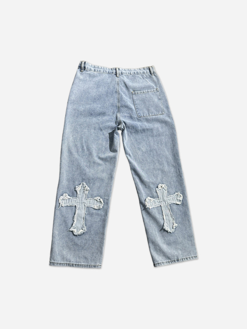 Denim Embroidery Cross Patch Street Jeans