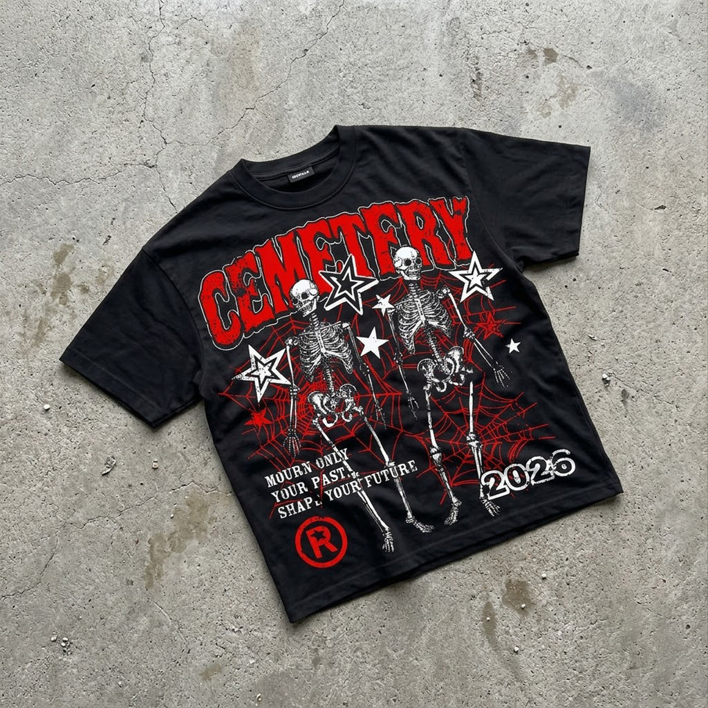 Cemetery Skeletons Street Vintage Graphic T-shirt