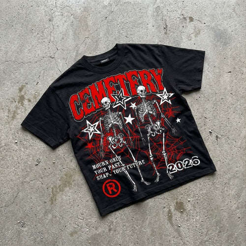 Cemetery Skeletons Street Vintage Graphic T-shirt