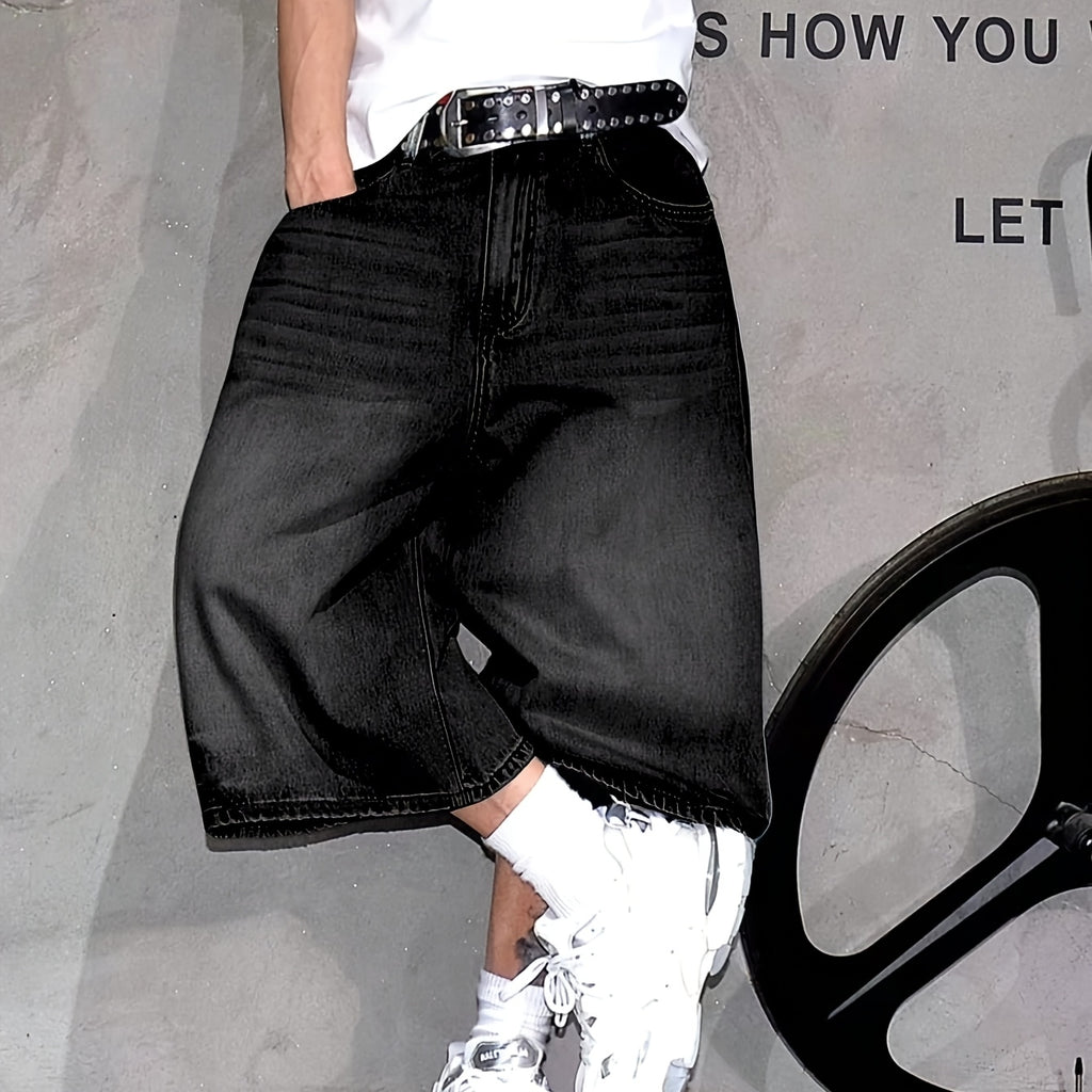 Men's Retro  Cargo Pants Denim Long Shorts  Jorts