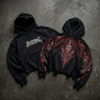 Disciple Dark Skeleton Skeleton Retro Graphic Cropped Hoodie