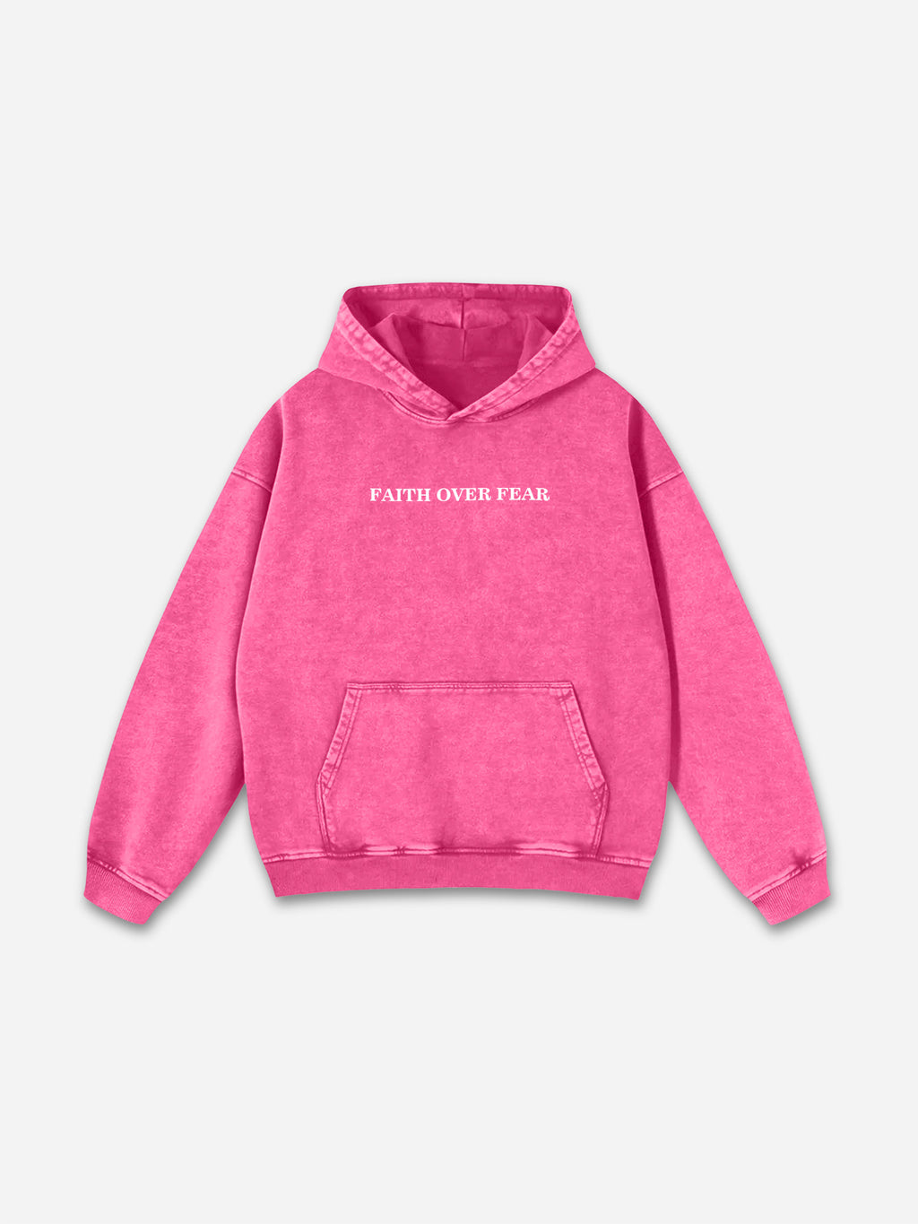 Vintage Faith Over Fear Graphic Acid Washed Oversized Hoodie