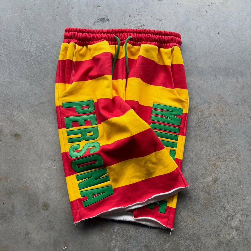 Men's Fashionable Hip-hop Color Striped Patchwork 1/2 Shorts