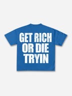 Vintage Get Rich Money Portrait Print Cotton T-shirt