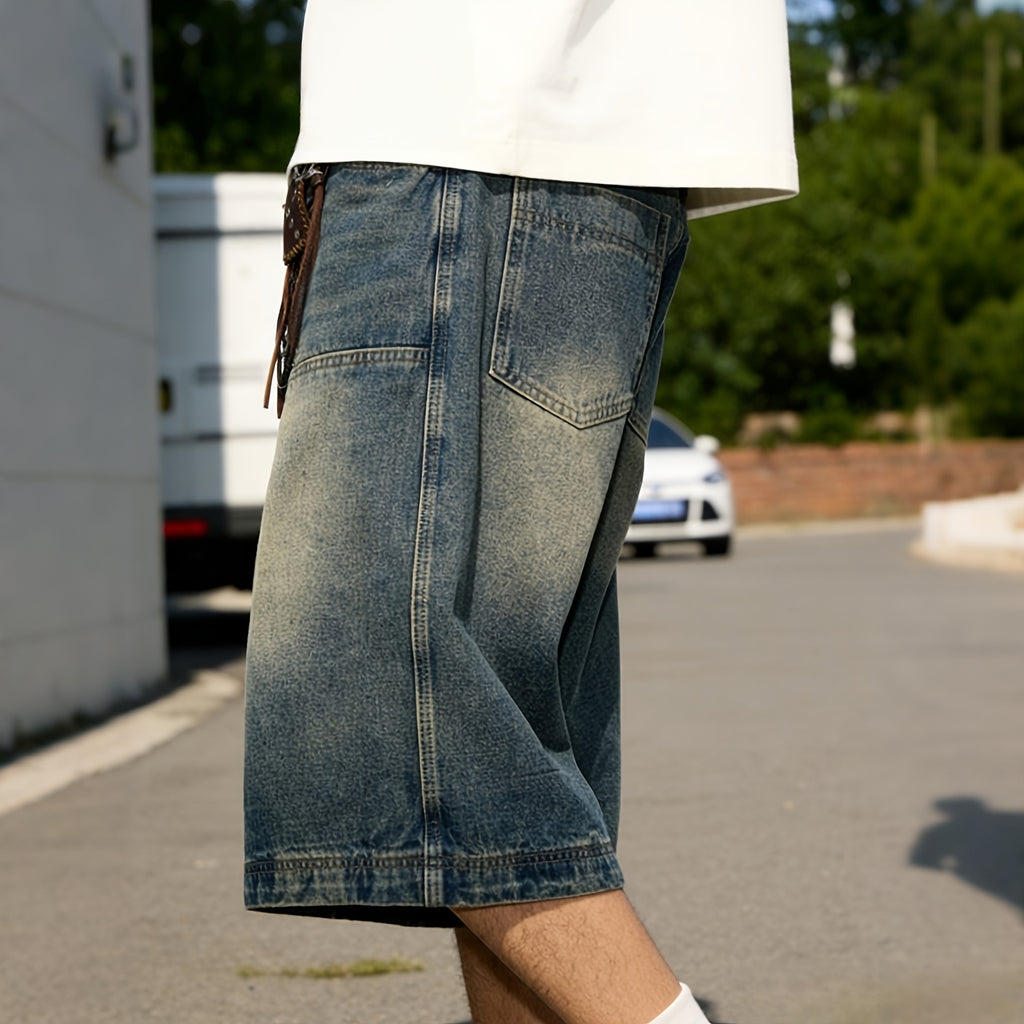 Men's Retro Washed Loose Denim Jorts