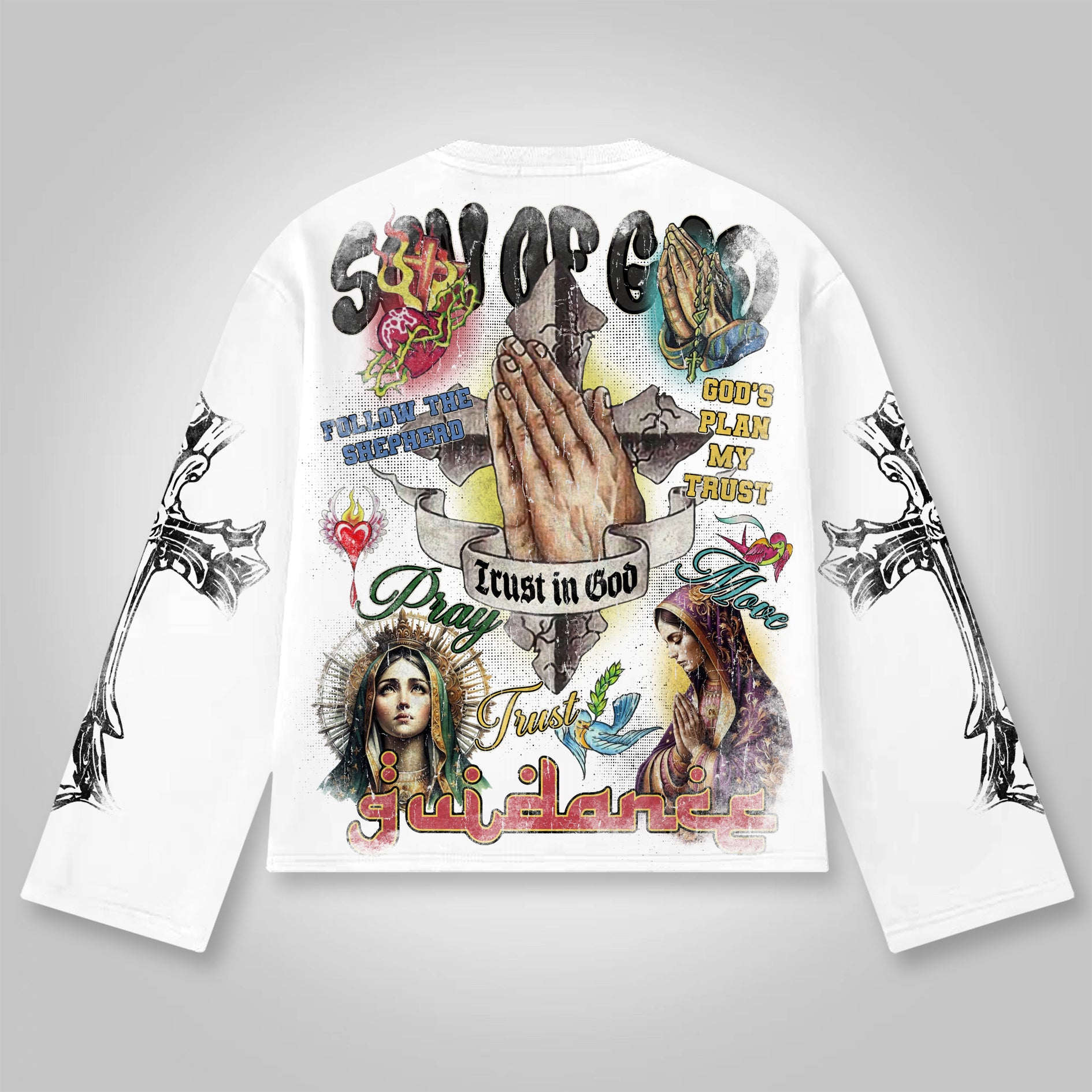 Son Of God Vintage Collage Graphics Long Sleeve T-shirt