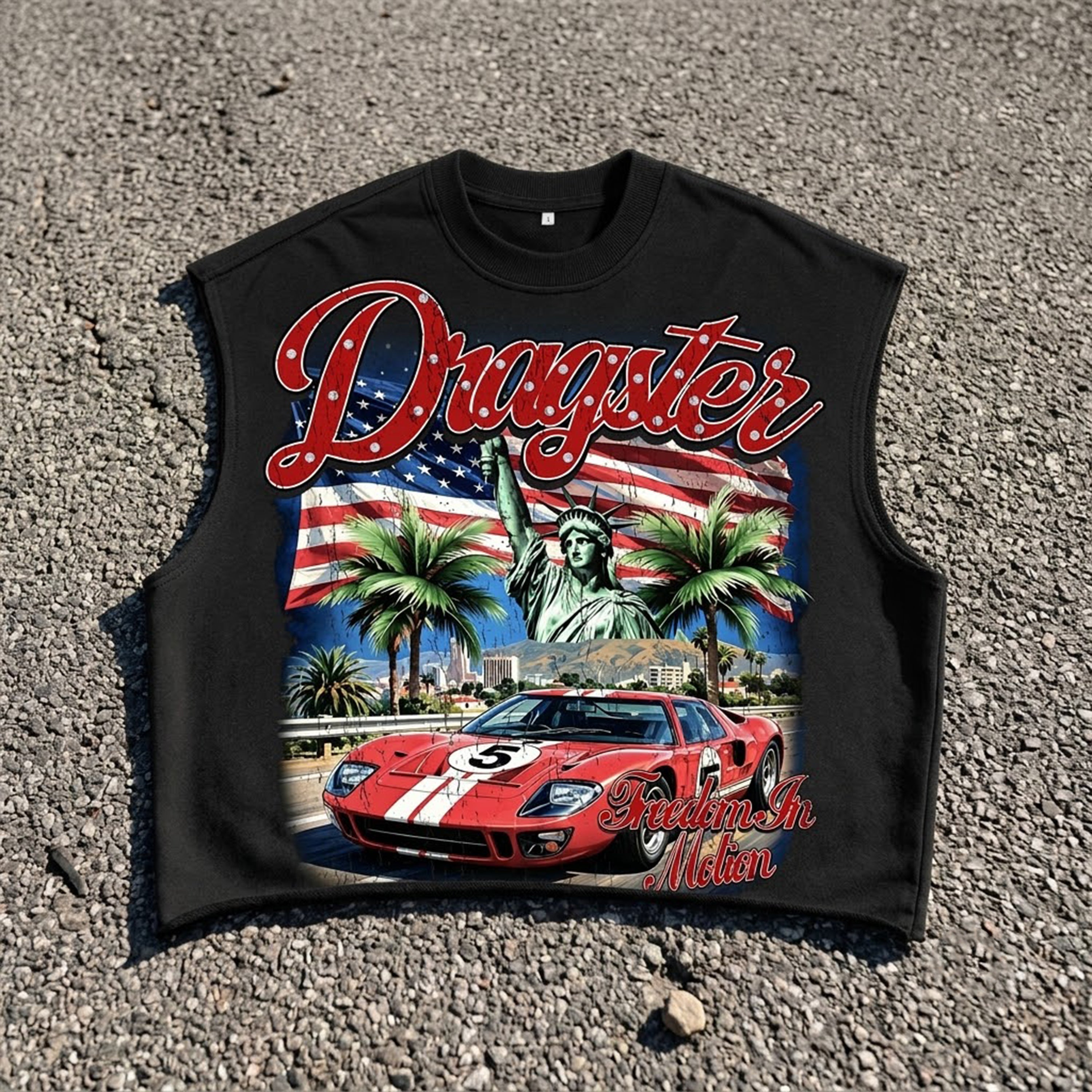 American Retro Racing Cars  Graphic Short Tank Top