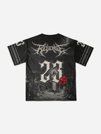 Y2k Jesus Dark Anime Peace Is Coming Graphic Mesh Jersey
