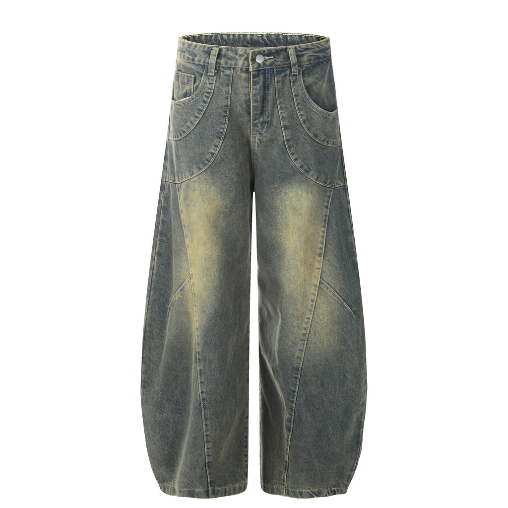 Casual Patchwork Loose-fitting Leg Baggy Jeans