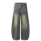 Casual Patchwork Loose-fitting Leg Baggy Jeans