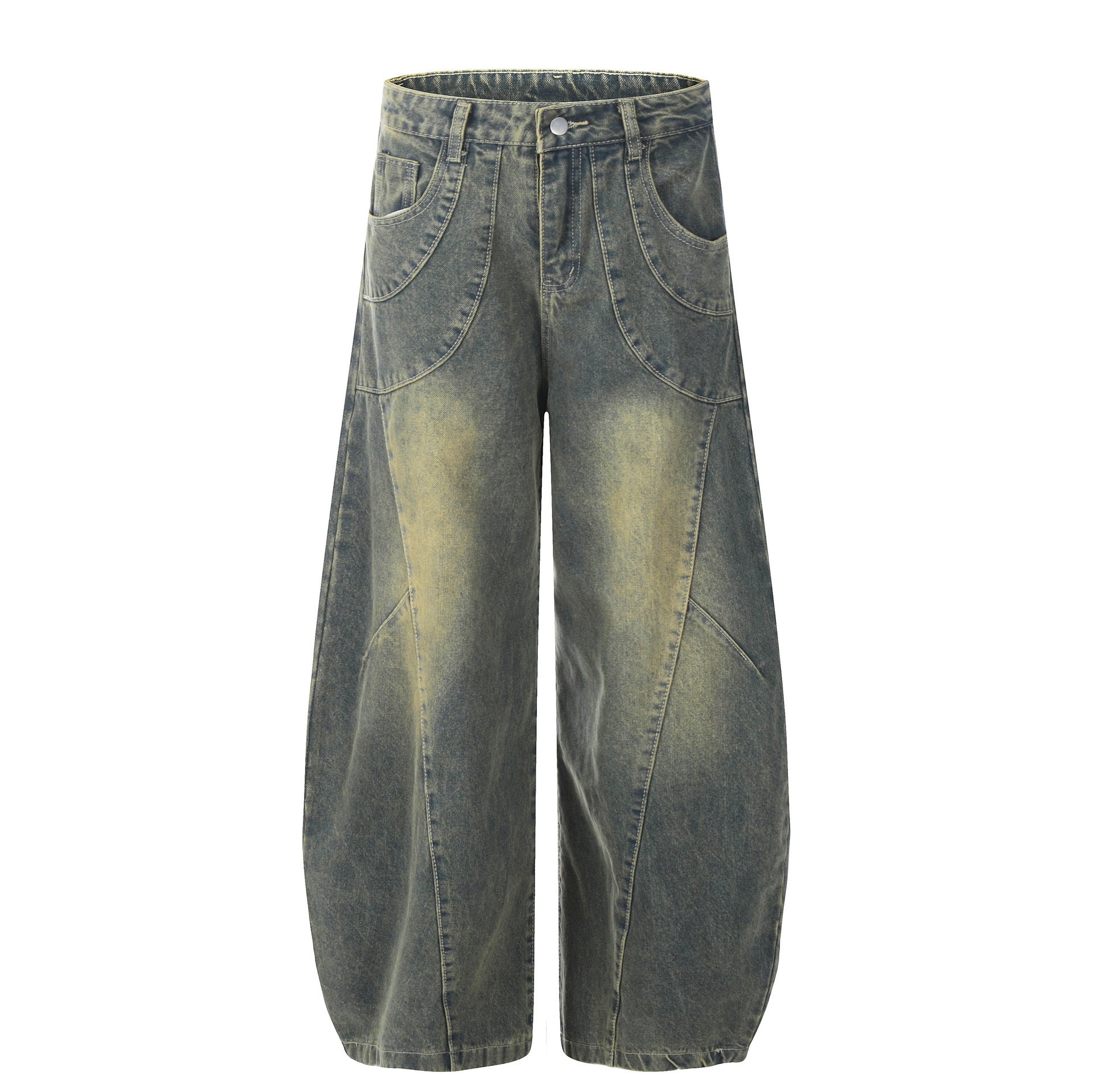 Casual Patchwork Loose-fitting Leg Baggy Jeans