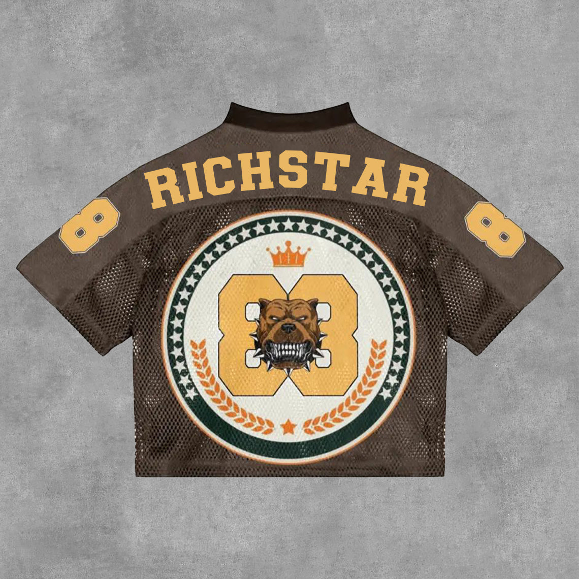 Vintage Rich Star No 88 Graphics Blokecore Blokette Cotton Football V-neck T-shirt