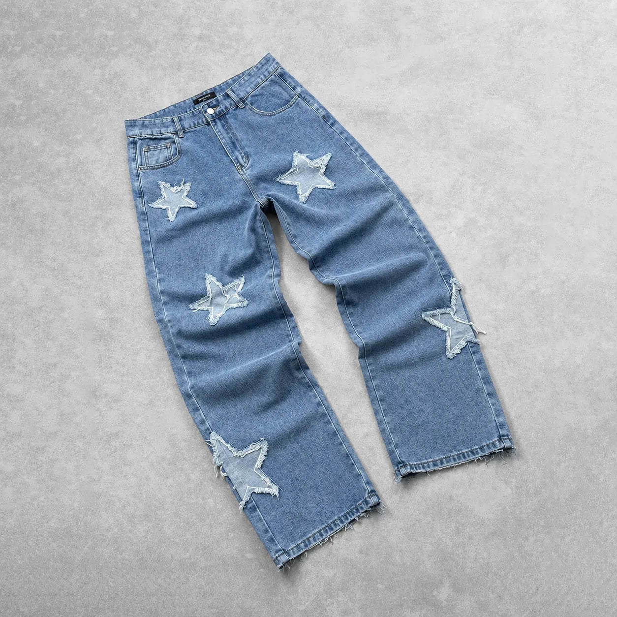 Men's Distressed Stylish Star Patch Street Jeans