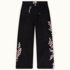 Men's Retro Japanese Floral Samurai Wide-leg Jeans