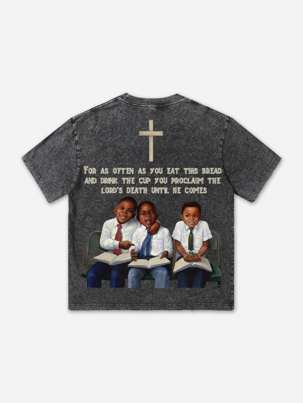 Retro First Sunday Faith Graphic Print Acid Washed T-shirt