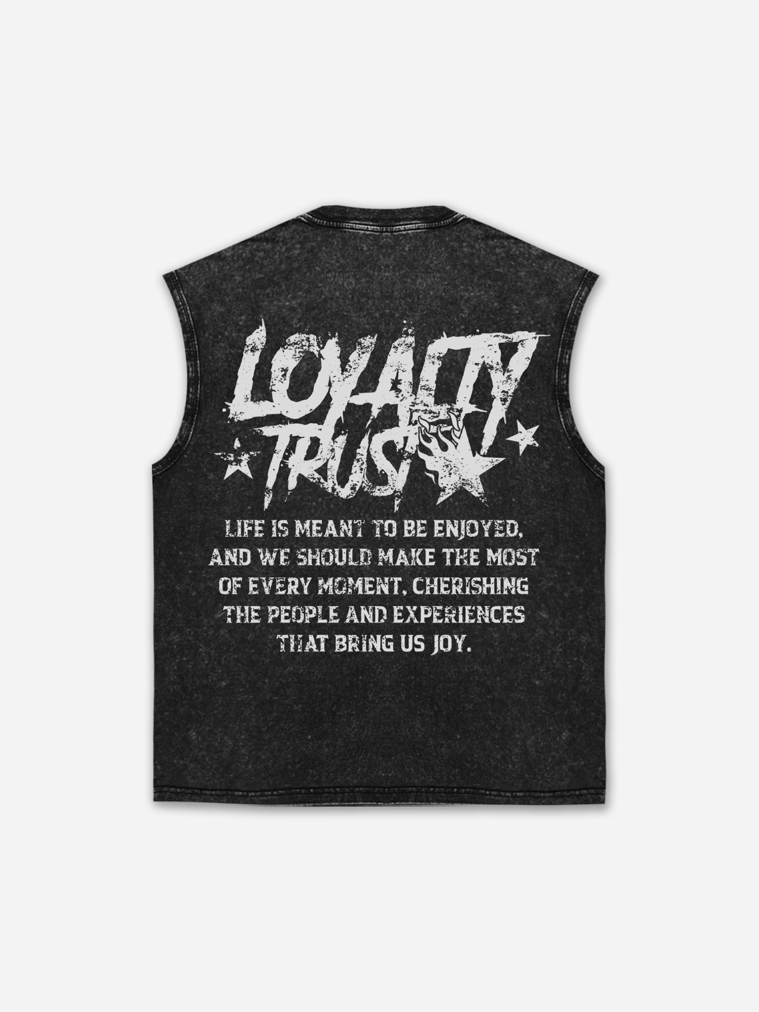Trend Street Text Typesetting Print Acid Washed Tank Top