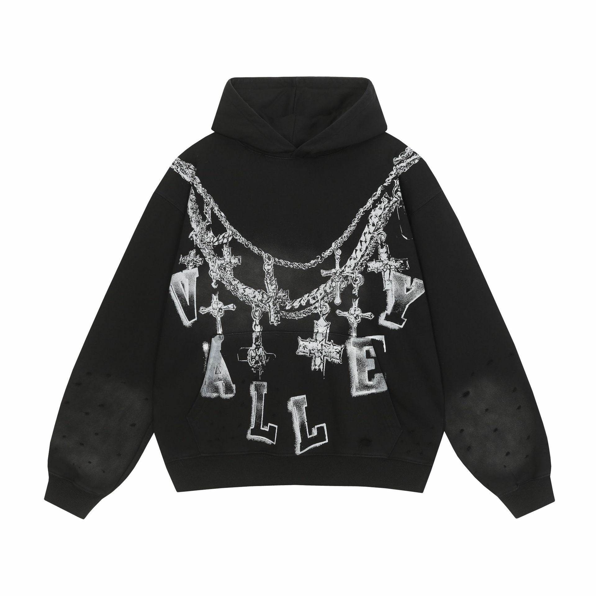 Retro Hip-hop Valley Trendy Letter Necklace Printed Pocket Hoodie