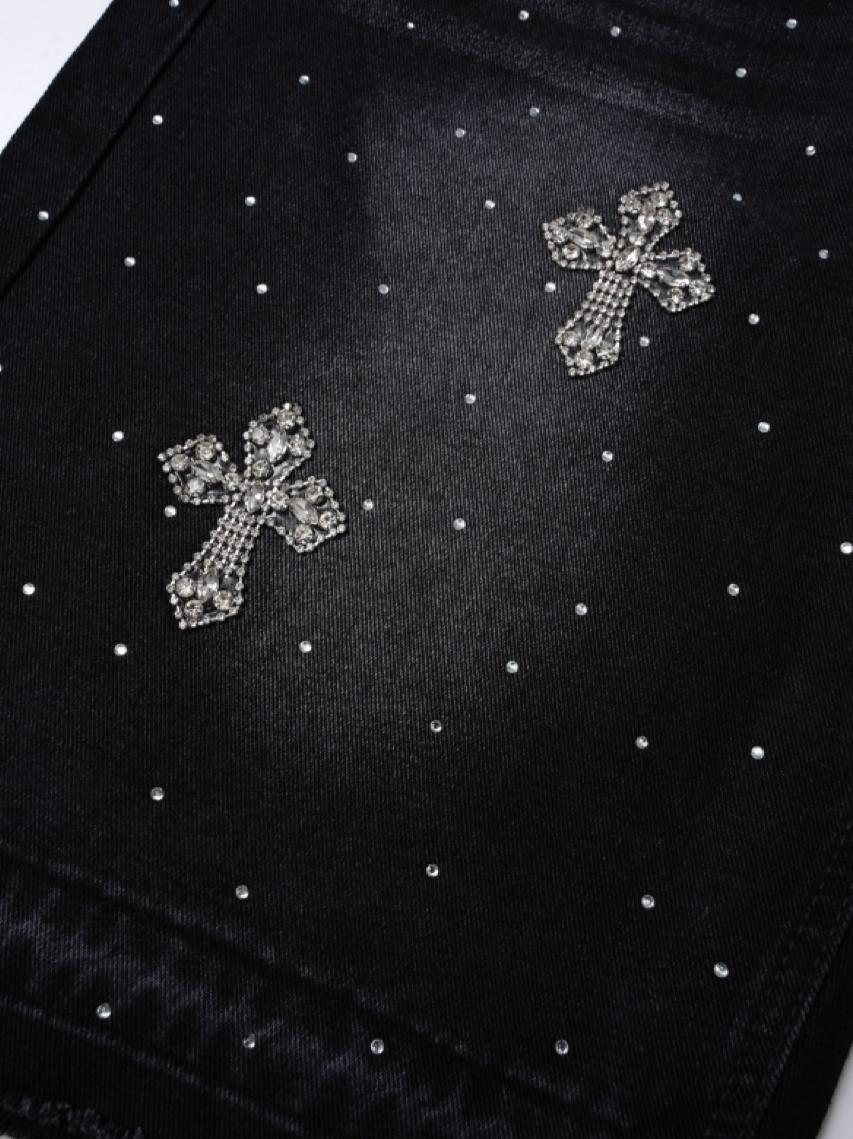 Hiphop Cross Hot Diamond Denim Shorts