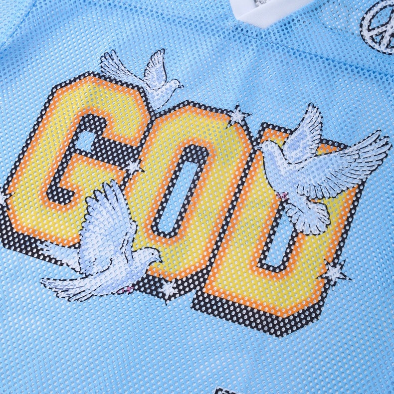 Men's Retro Y2k God Jesus Pattern Jersey T-shirt