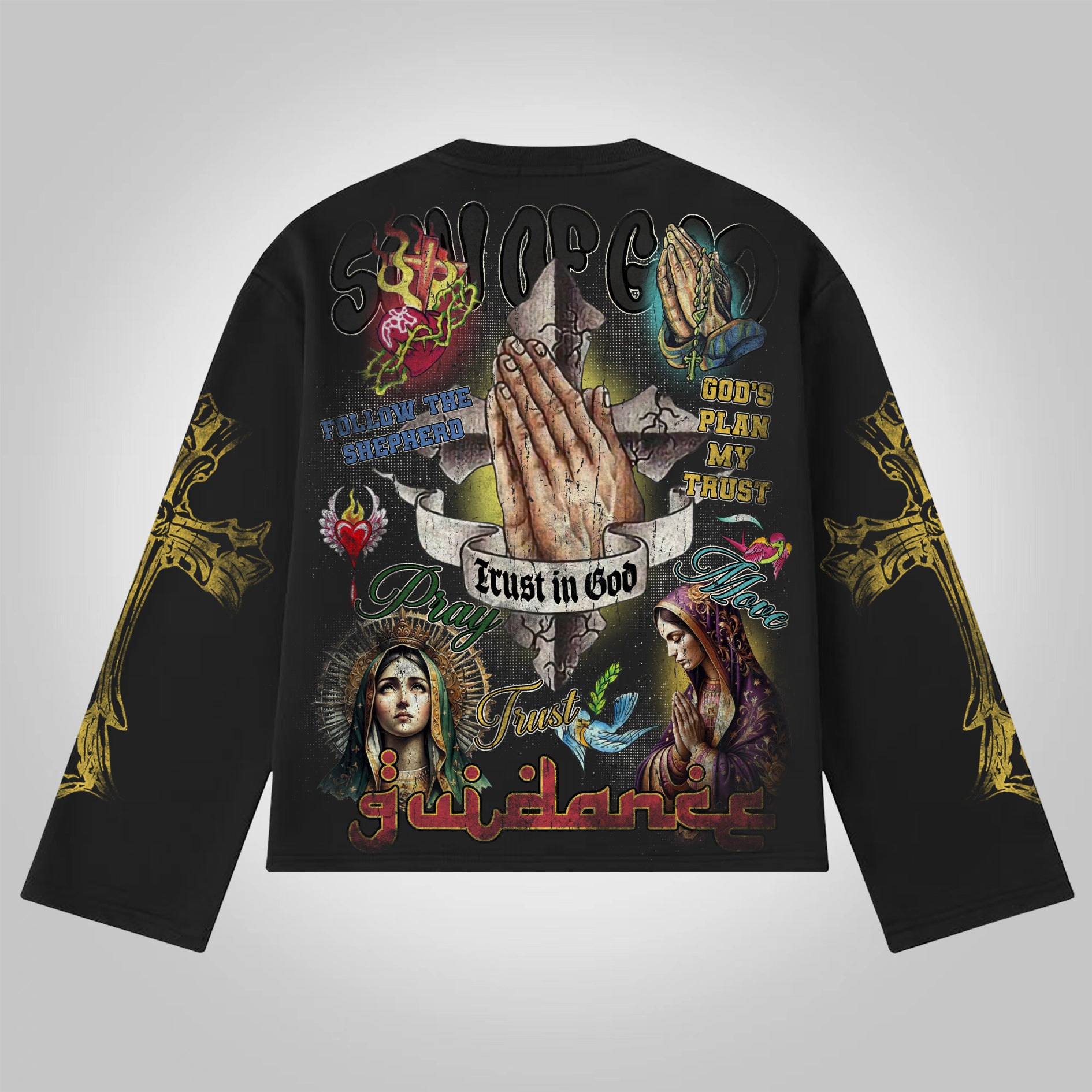 Son Of God Vintage Collage Graphics Long Sleeve T-shirt
