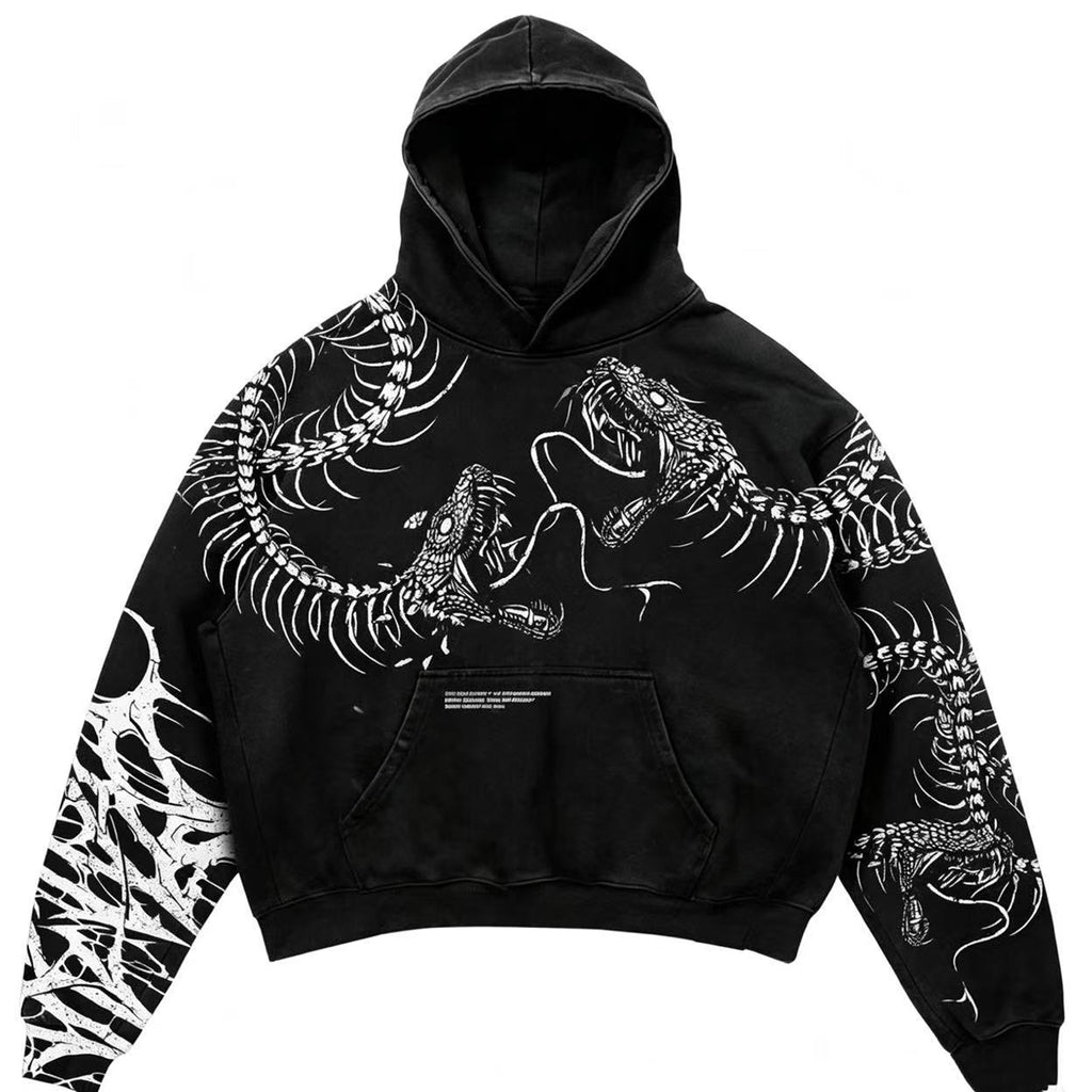 Black Spine Oversized Hoodie