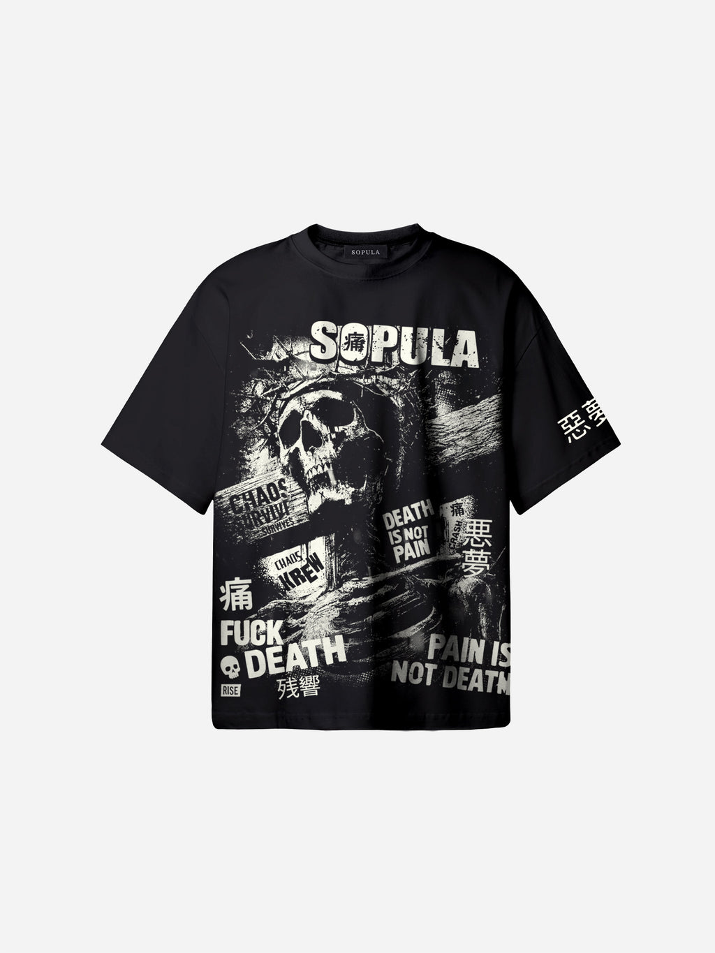 Skeleton On The Cross Vintage Y2k Graphic Cotton T-shirt