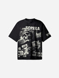 Skeleton On The Cross Vintage Y2k Graphic Cotton T-shirt