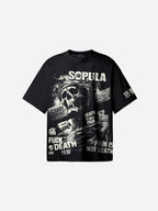 Skeleton On The Cross Vintage Y2k Graphic Cotton T-shirt