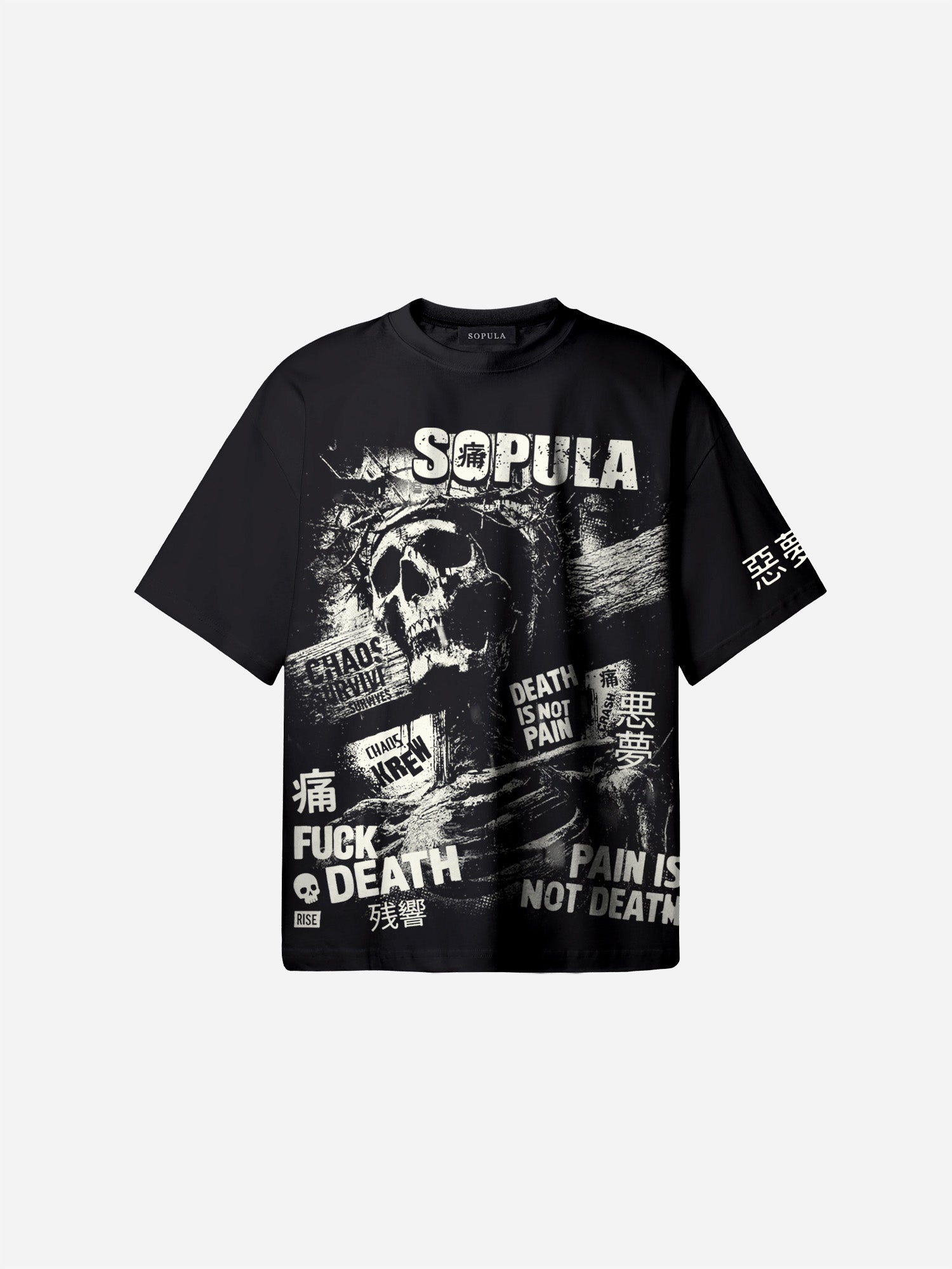 Skeleton On The Cross Vintage Y2k Graphic Cotton T-shirt