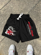 Trust God's Plan Flame Jesus Graphic Drawstring Shorts