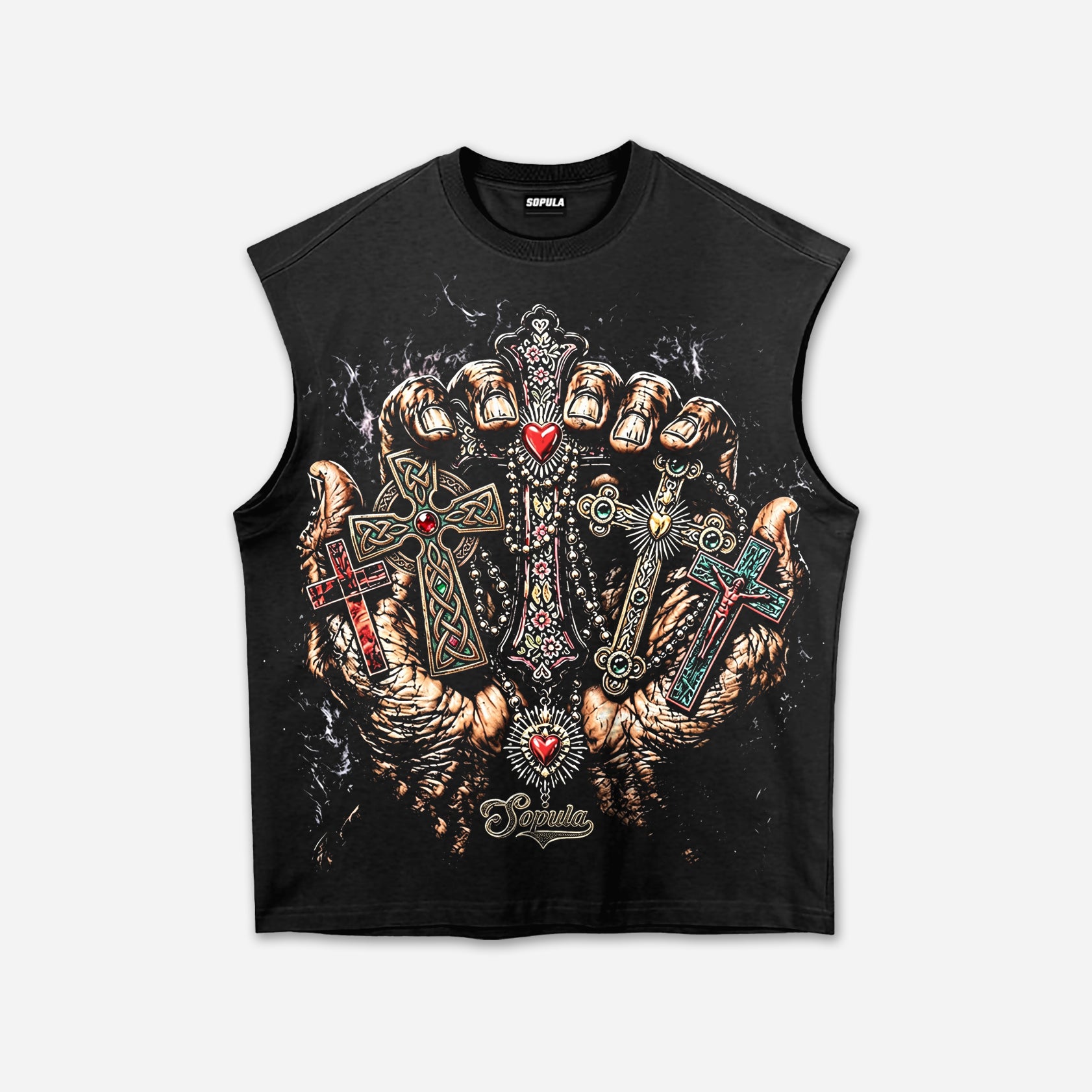 Holding The Cross With Both Hands Graphic Tank Top