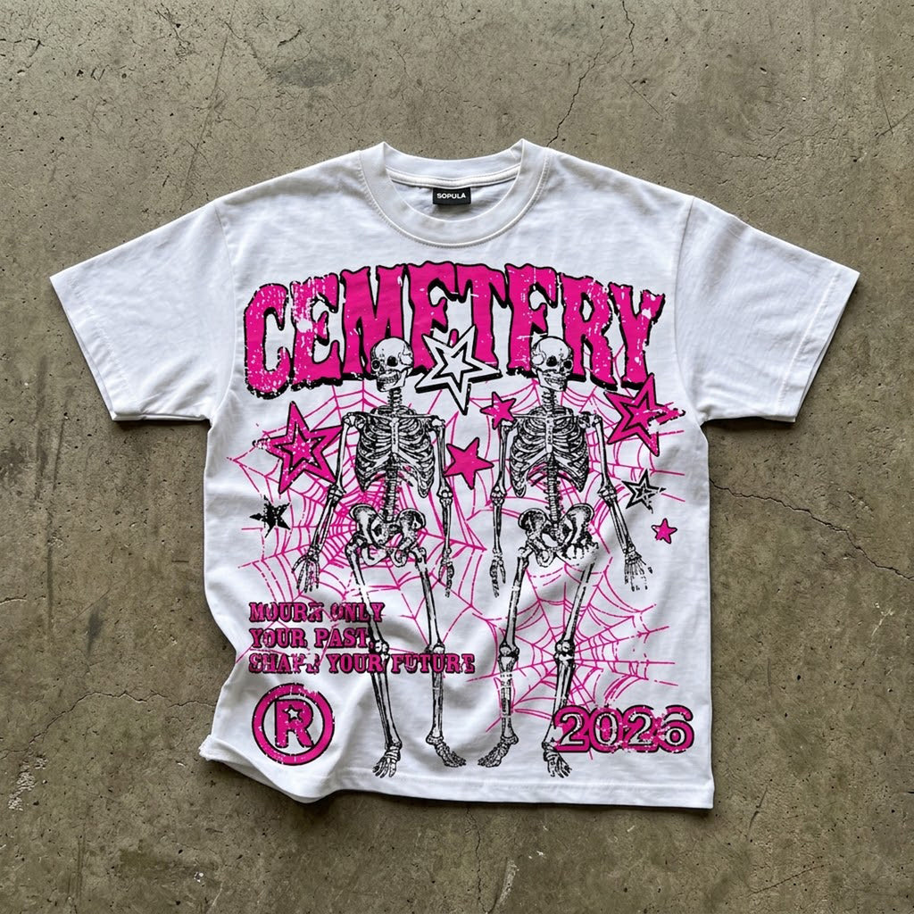 Cemetery Skeletons Street Vintage Graphic T-shirt