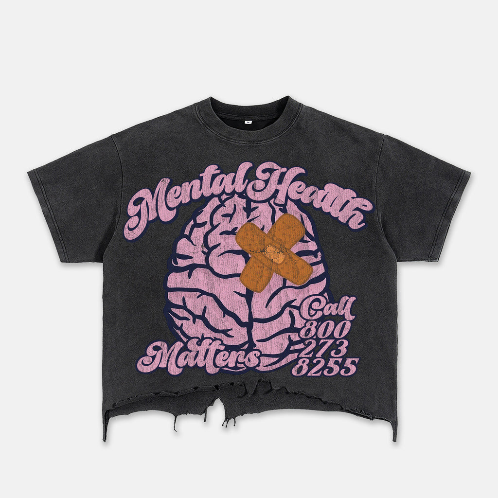 Mental Health Matters Healing Brain Graphic Ripped T-shirt