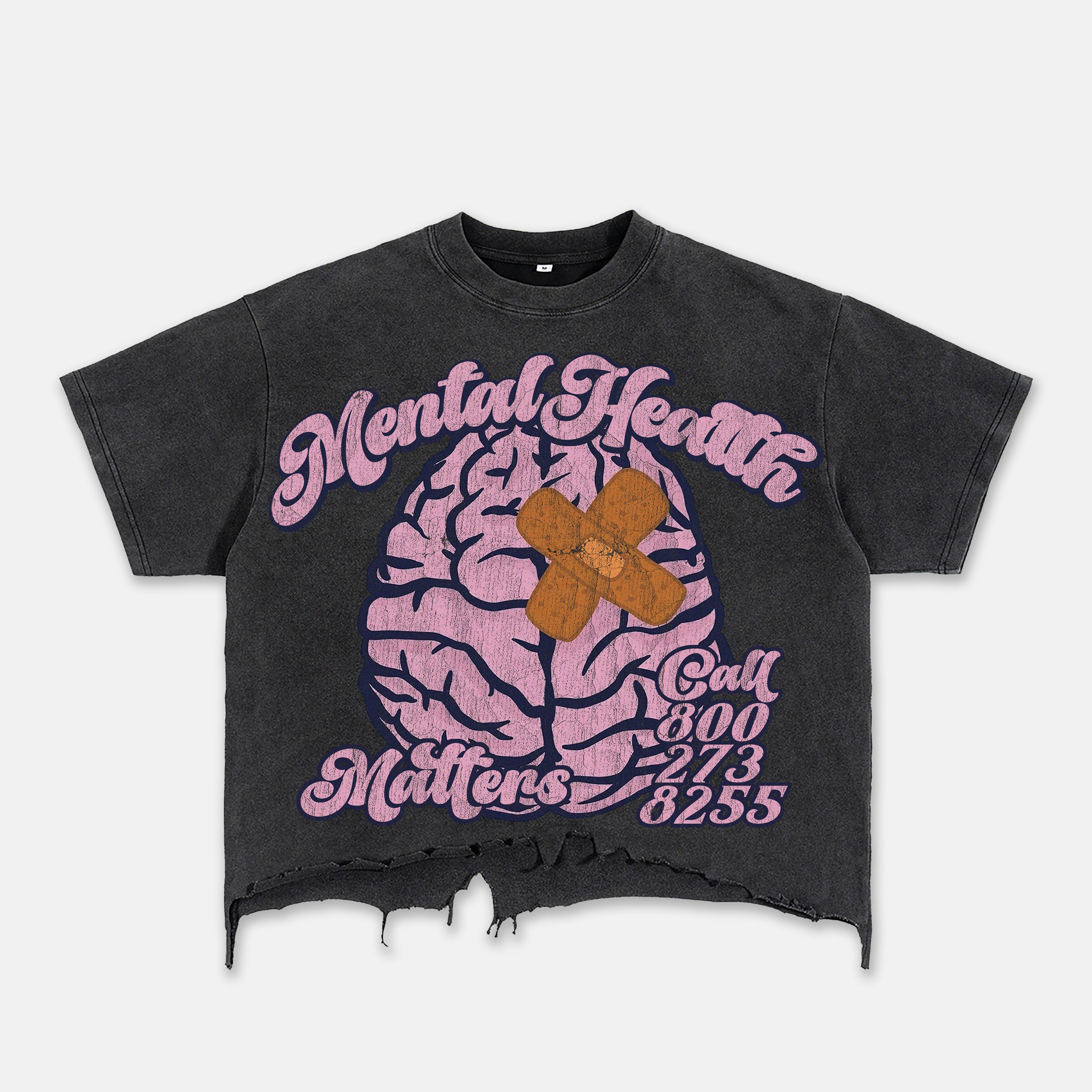 Mental Health Matters Healing Brain Graphic Ripped T-shirt