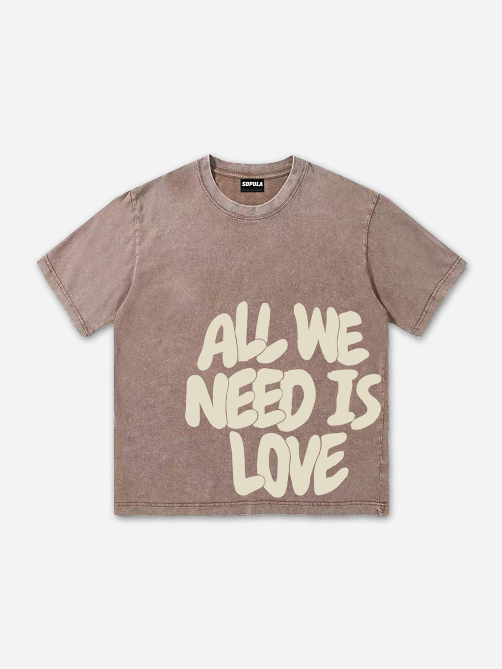 All We Need Is Love Print Graphic Acid Washed T-shirt