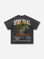 Stay Real Coconut Vacation Vintage Graphic Washed T-shirt