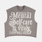 Mental Self-care Print Slogan Short Tank Top