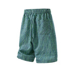 Textured Fabric Plaid Drawstring Casual Capri Pants