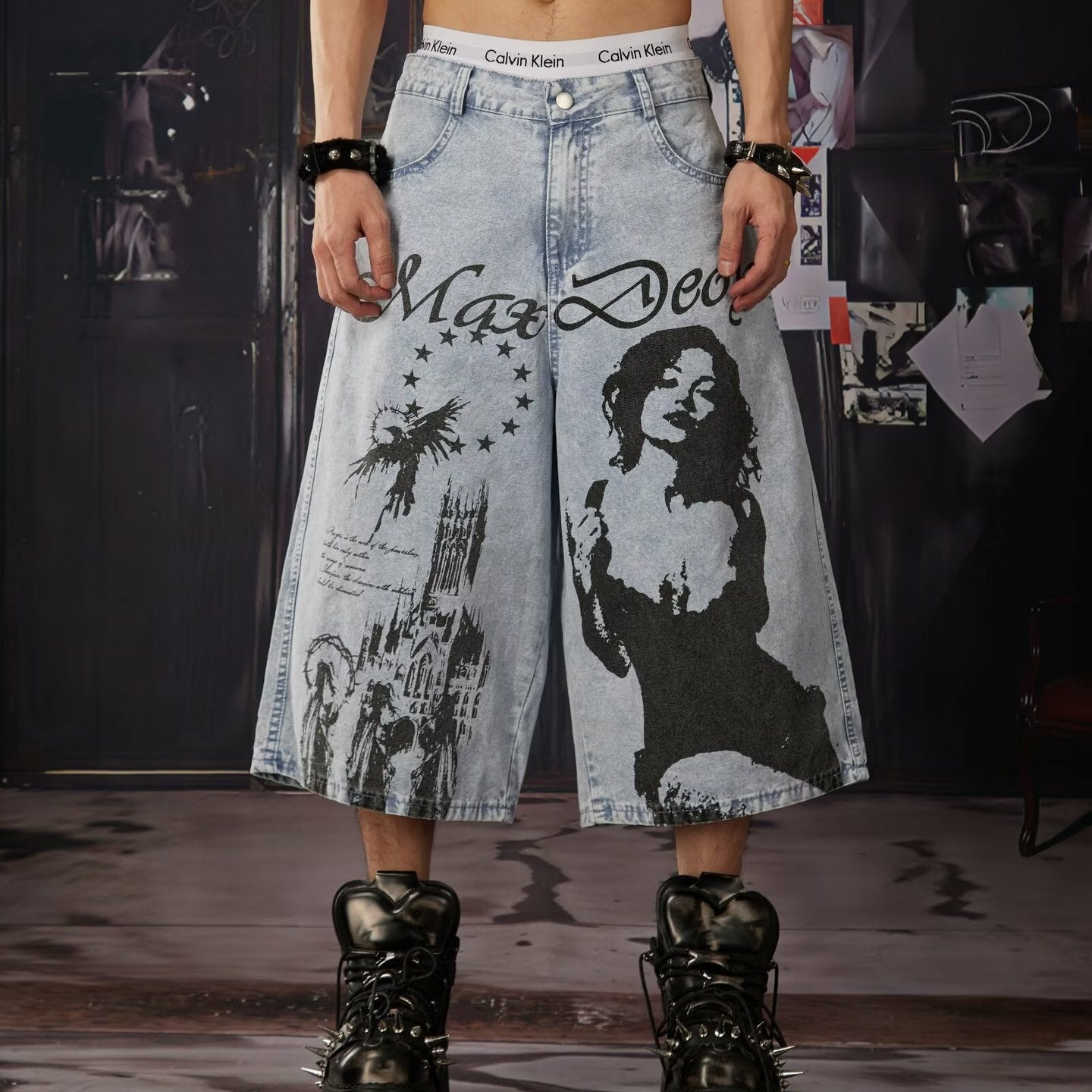 Tokyo Girl Graffiti Loose Denim Shorts Jorts
