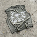 Mental Health Print Slogan Graphic Worn-out Boxy Tank Top