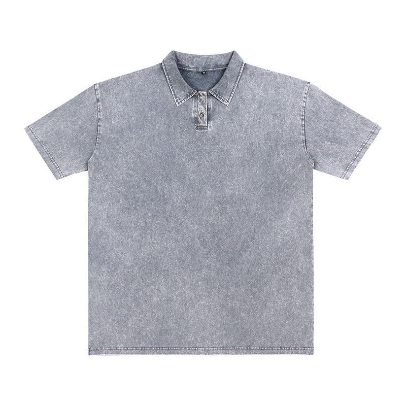 Retro Pure Cotton Casual Collared Short-sleeved Polo Shirt