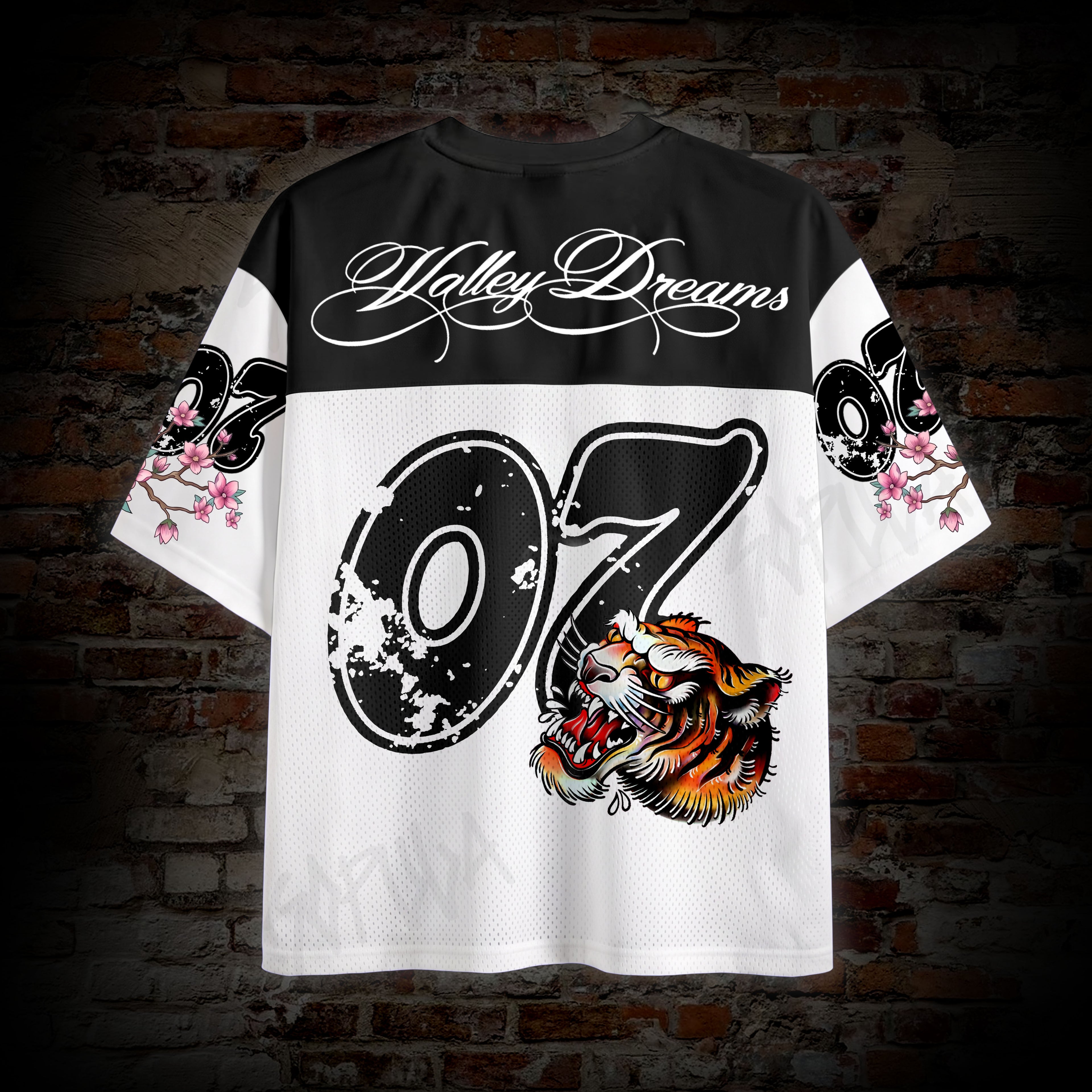 Valley Floral Tiger Japanese Graphic Mesh Jersey T-shirt
